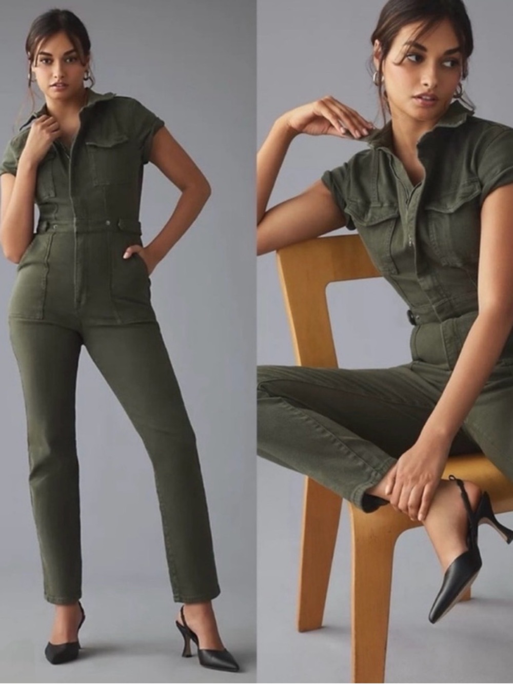 Good American Olive Green Utility Jumpsuit
